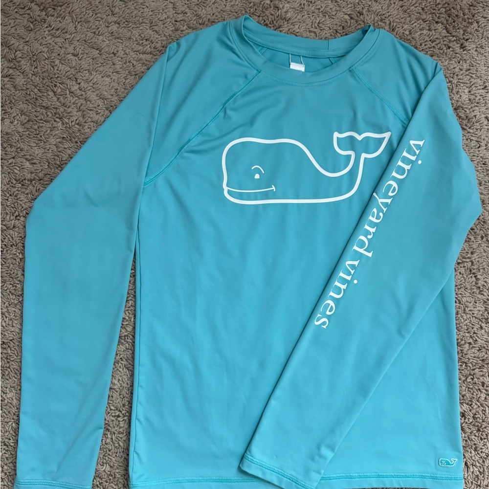 Vineyard Vines Aqua Crew Neck Top Rash Guard